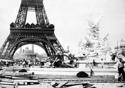 Constructing the Fountain St. Vidal Near the Eiffel Tower, Paris Exhibition, 1889 by French Photographer